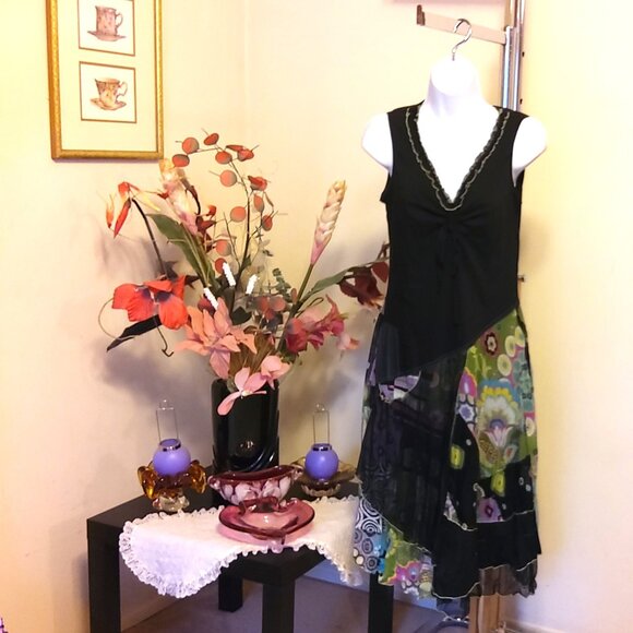 NWT DOLCEZZA Women's Unique Designed Quality Black Summer Maxi Dress Size S 6 - Picture 2 of 9